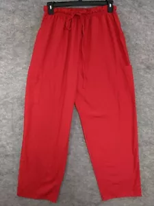 Delia Scrub Bottoms Womens XL Red Elastic Drawstring Waist Cargo Pocket 30" L - Picture 1 of 10