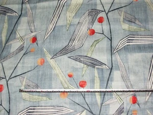 'Entity' Brick / Denim, Harlequin Viscose / Linen Floral Print Fabric, 0.8 mt - Picture 1 of 5