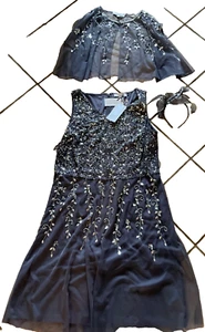 SALE 😃 NEW Tagged NIGHTINGALES size 14 HAND BEADED DRESS JACKET FASCINATOR - Picture 1 of 8