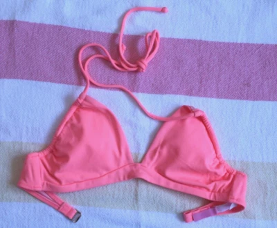 Victoria's Secret Triángulo Halter Bikini Top de Natación Rosa Coral Flash XS NUEVO SIN ETIQUETAS Foto 1 de 4