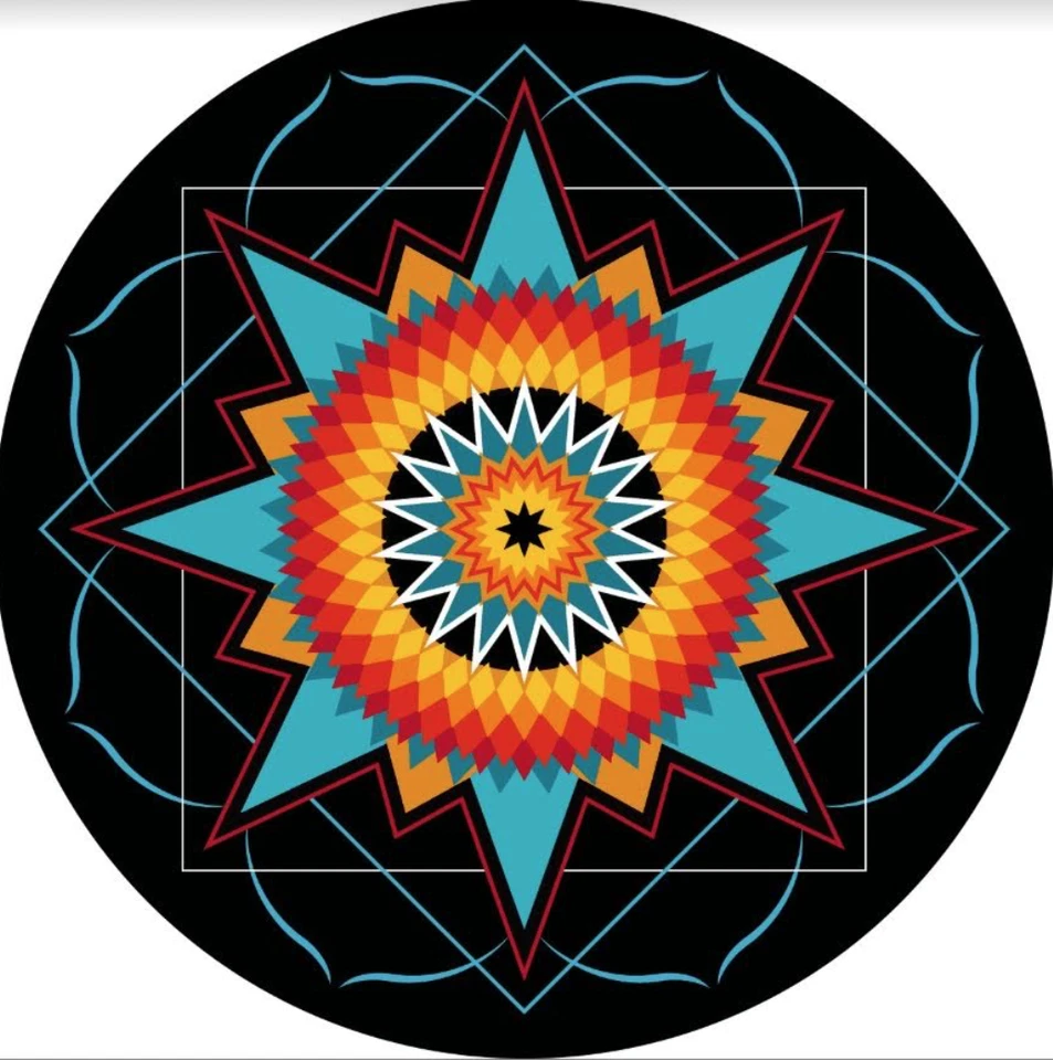 Navajo Print Black Round Throw Blanket Southwest Native American Indian