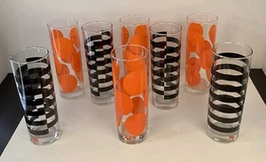 8 MCM Halloween Motiv schwarz gestreift & orange gepunktet Longdrink Party Gläser - Bild 1 von 13