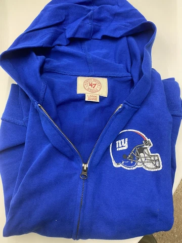$75 NWT 47 Brand Kid's New York Giants Hoodie Hooded Sweatshirt Full Zip LARGE L Cover
