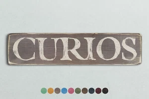 Letrero de madera estilo vintage CURIOS. Shabby Chic Retro Hogar Regalo - Imagen 1 de 3