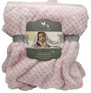 Adirondack Baby Soft & Shimmery Pink Baby Blanket 30"x40" Security Blanket New - Picture 1 of 5