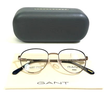 Armações de óculos GANT GA4088 001 preto brilhante ouro rosa aro completo redondo 49-18-140 - Imagem 1 de 4
