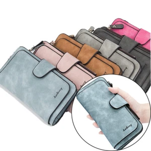 Mujer Largo Bolso sin asas Cuero Plegable Billetera Portatarjetas de Identificación Teléfono Cartera Bolso de Mano Regalo - Imagen 1 de 21