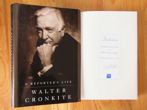Broadcast Journalist WALTER CRONKITE signed A REPORTER'S LIFE 1996 Book COA Cover