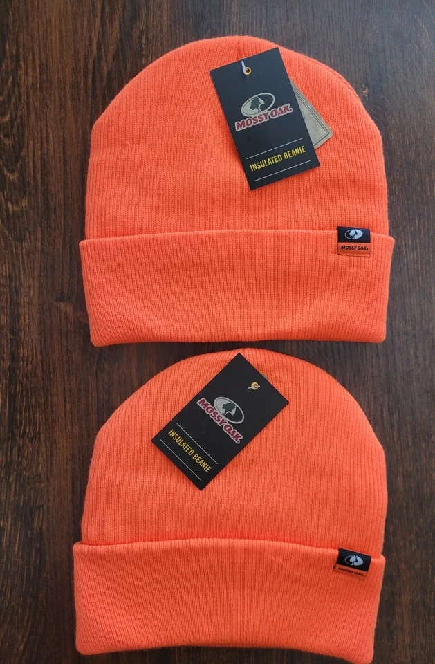 (2) MOSSY OAK BLAZE ORANGE INSULATED BEANIE HAT ( NEW ) - Image 1 of 1