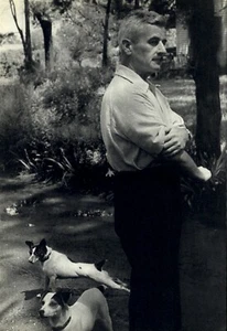 1952 Henri Cartier Bresson William Faulkner in Garden Jack Russell Dog Art Photo - Picture 1 of 1