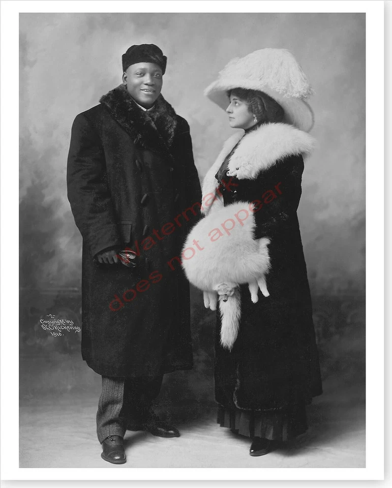 Boxer Heavyweight Champion Jack Johnson And Wife Etta Duryea Silver Halide Photo - Image 1 of 1