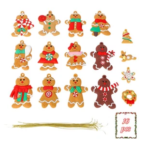 AMOR PRESENT Gingerbread Man Ornaments for Christmas Tree Hanging Decoration Set - Picture 1 of 13