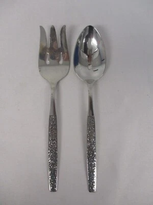 2 WM ROGERS 豪华不锈钢 ONEIDA "MALIBU" SLOTTED 服务叉和勺子 — 第 1/3 张图片