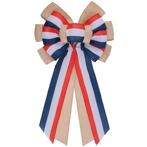 Large Patriotic Wreath Bows for 4th of July Frond Door Patriotic Decor - Picture 1 of 7