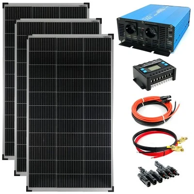 Solar Set Inselanlage 3x140 Watt 30A TS 1500Watt reiner Sinus Wandler Solarmodul - Bild 1 von 4
