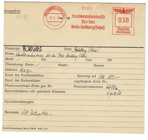 Goldberg (Schles) 1938 Landkrankenkasse Kreis AFS Archivkarte Unikat Haynau - Bild 1 von 3