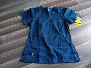 WonderWink women V-Neck Medium size navy blue Scrub Top NWT - Picture 1 of 20