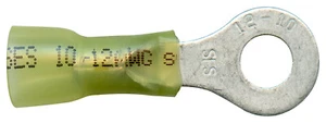 KrimpaSeal Yellow 12-10 AWG 1/4" Stud Sealed Crimp Long Ring Terminal Connector - Picture 1 of 4
