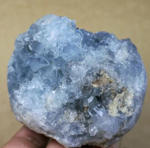 493g Rare Top Grade Gorgeous Sky Blue Celestite Heart Geode Rough Reiki Crystal - Picture 1 of 10