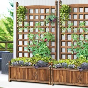 Livsip x2 Raised Garden Bed Wooden Planter Box Vegetables Outdoor Square - Picture 1 of 10