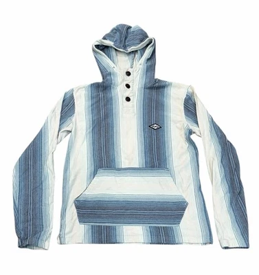 Billabong Para Hombres Rancho Henley Sudadera con Capucha Surf Patinador Hippie Azul Rayas Pullover S Foto 1 de 4