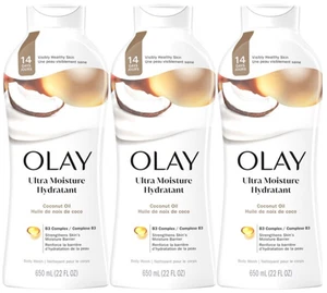 Olay Ultra Moisture Feuchtigkeitsspendendes Duschgel mit Kokosöl & B3 Komplex 22oz-3er Pack - Bild 1 von 1
