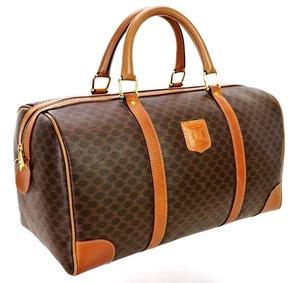 Celine Braun Canvas Macadam Leder Reisetasche Overnight Weekender Tasche Italien Unisex - Bild 1 von 15