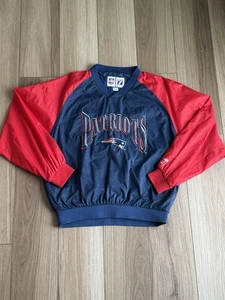 VTG New England Patriots Logo 7 Game Day NFL Nylon Pullover Crewneck Large Blue - Picture 1 of 11
