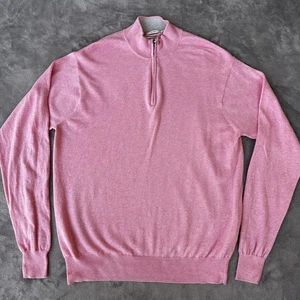 Peter Millar Pullover Herren Large Rosa Half Zip Pulli Baumwolle Kaschmir Strick - Bild 1 von 12
