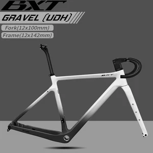 Cuadro de bicicleta gravel 700C freno de disco de enrutamiento interno carbono grava cuadro de bicicleta - Imagen 1 de 21