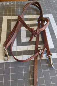Western Horse Bridle Leather Headstall Horse Tack - Picture 1 of 4