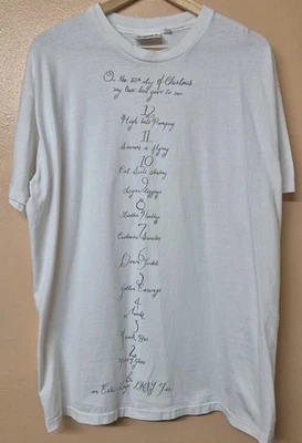 DKNY T Shirt White Single Stitch Christmas Promo 12 Days Size XL - Image 1 of 4