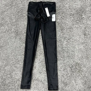 Leggings Koral XS Negro Brillante Lustroso Meghan Cintura Alta Acanalada Agotado $110 - Imagen 1 de 6