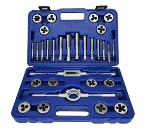 30 Piece NC NF HSS Round Tap and Die Set (1/4 - 3/4) with 1-1/2 OD Round Dies - Picture 1 of 2