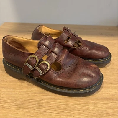 Винтажный женский ремешок с двойной пряжкой Dr Martens размер 5 Mary Jane's бордовый - Изображение 1 из 4