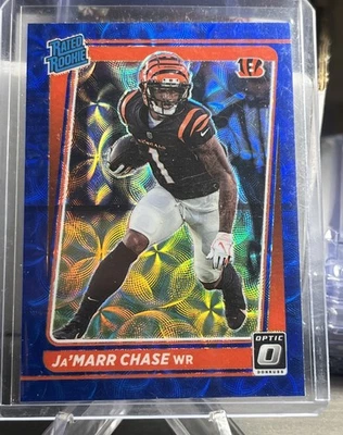 2021 Donruss Optic Jamarr Chase BLUE SCOPE Prizm Rated Rookie #207 SP Bengals - Image 1 of 2