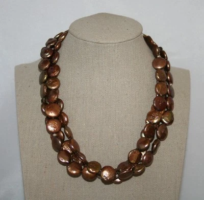 Collar Silpada Plata Esterlina Triple Hilo Bronce Moneda Perla N1717 Foto 1 de 4