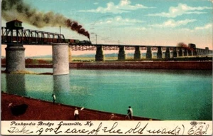PANHANDLE BRIDGE LOUISVILLE KENTUCKY POSTMARKED 1908 DIVIDED BACK POSTCARD B-7 - Picture 1 of 2