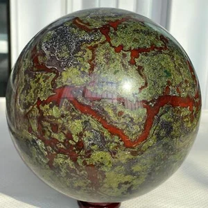 Natural dragon blood stone quartz sphere crystal ball reiki healing 4180G - Picture 1 of 12