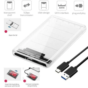 Boîtier de disque dur externe type C USB 3.1 étui 2,5 pouces SATA HDD SSD housse CE - Photo 1/9
