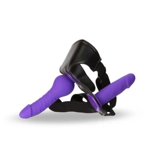 Double Penetration Strap-On Harness Realistic G-spot Anal Dildo Lesbian Sex Toys - Picture 1 of 8