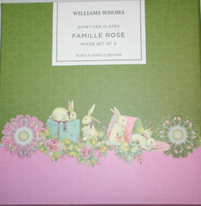 Williams Sonoma Easter Famille Rose Appetizer Plates Mixed Set of 4 Brand New