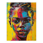 Colourful Pop Art Portrait Girl in Braids Bright Wall Art Poster Print Picture