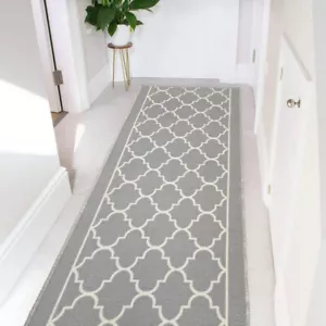 Long Grey Rug Runner Hall Hallway Corridors Thin Narrow Gray Floor Carpets Cheap - Picture 1 of 3