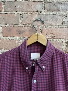 Band of Outsiders Men's Shirt, Sz Medium Slim, Red/Blue Check 100% Cotton Italy - Picture 1 of 8