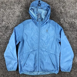 US POLO ASSN Blue Windbreaker Full Zip Up Hoodie Zip Up Pockets Women Size Large - Picture 1 of 12
