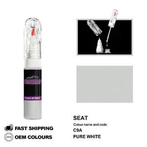FOR SEAT PURE WHITE C9A Touch Up Paint Pen Brush Fix Kit Scratch Chip Set Mark - Picture 1 of 8