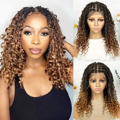 20" Short Boho Braided Wigs for Black Women Full Lace River Loc Box Braiding Wig - Image 1 of 4