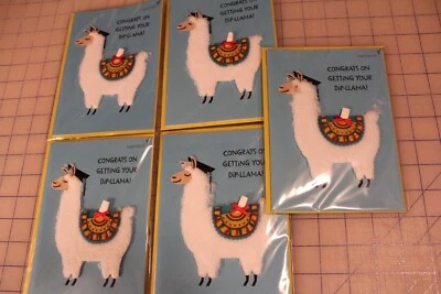 Lot of 5 Papyrus Graduation Cards for anyone - 3D, Llamas, fuzzy & cute - Image 1 of 4