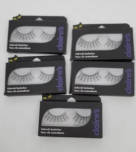 Claire's faux cobweb spider web eyelashes Lot Of 5 gothic Halloween NEW - Picture 1 of 3